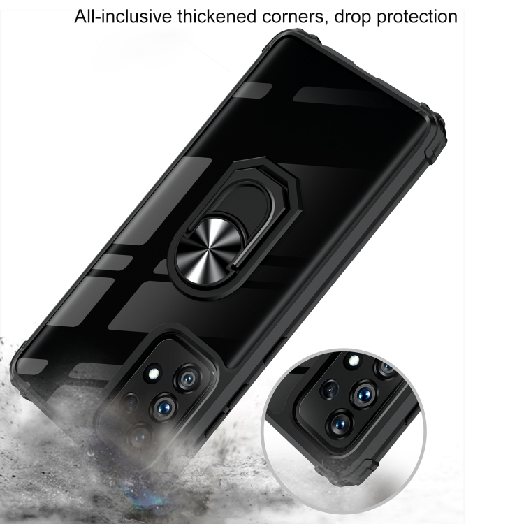 For Samsung Galaxy A53 5G Ring Holder Transparent TPU + Acrylic Case(Black) - B3