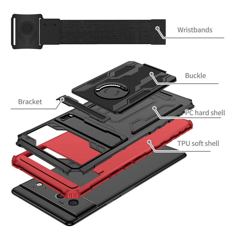 For Google Pixel 6 Armor Wristband Phone Case(Red) - 3