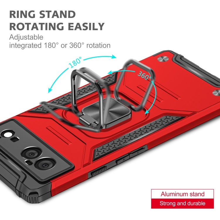 For Google Pixel 6 Magnetic Ring Holder Armor Phone Case(Red) - 3