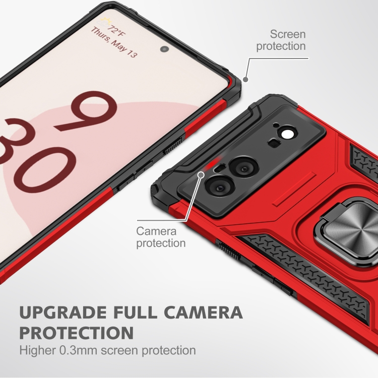 For Google Pixel 6 Magnetic Ring Holder Armor Phone Case(Red) - 4