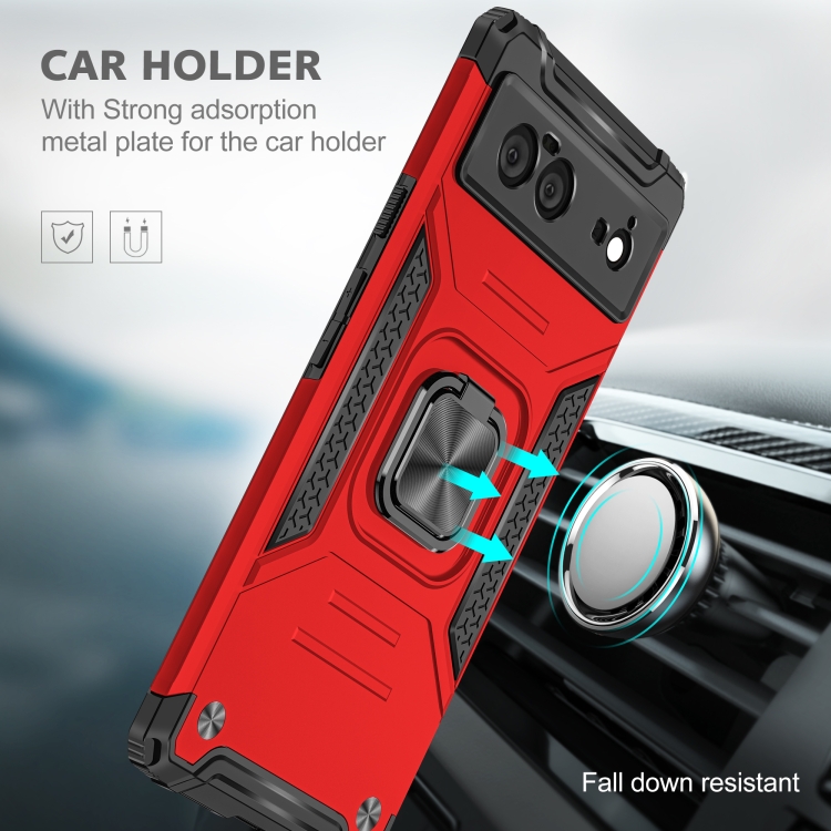 For Google Pixel 6 Magnetic Ring Holder Armor Phone Case(Red) - 5