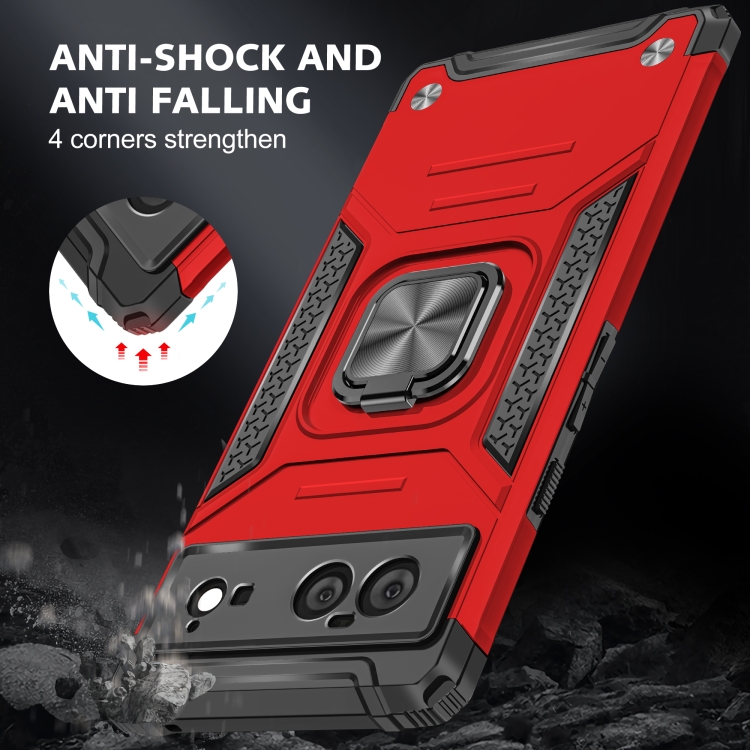 For Google Pixel 6 Magnetic Ring Holder Armor Phone Case(Red) - 6