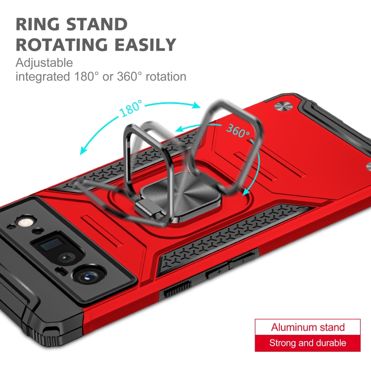 For Google Pixel 6 Pro Magnetic Ring Holder Armor Phone Case(Red) - 3
