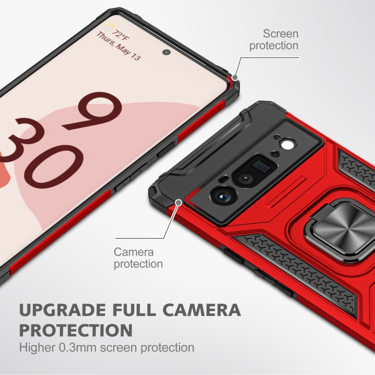 For Google Pixel 6 Pro Magnetic Ring Holder Armor Phone Case(Red) - 4