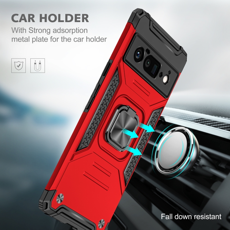 For Google Pixel 6 Pro Magnetic Ring Holder Armor Phone Case(Red) - 5