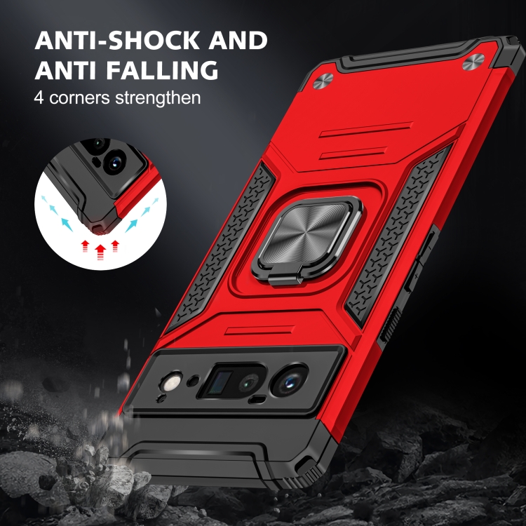 For Google Pixel 6 Pro Magnetic Ring Holder Armor Phone Case(Red) - 6