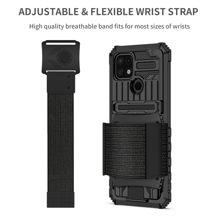 For OPPO A15 Armor Wristband Phone Case(Black) - 2