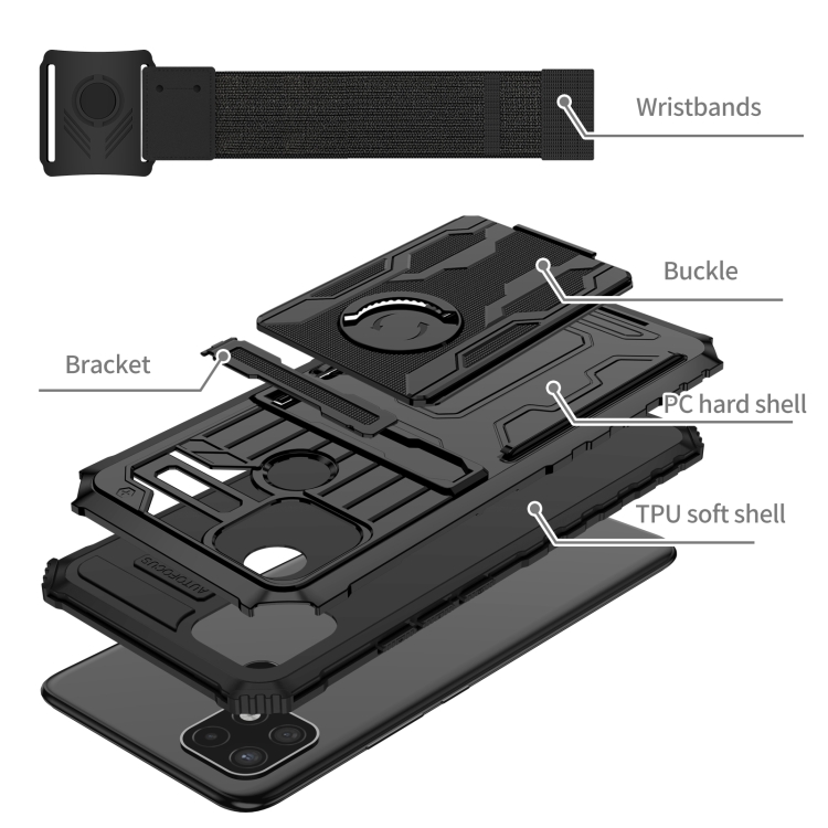 For OPPO A15 Armor Wristband Phone Case(Black) - 3