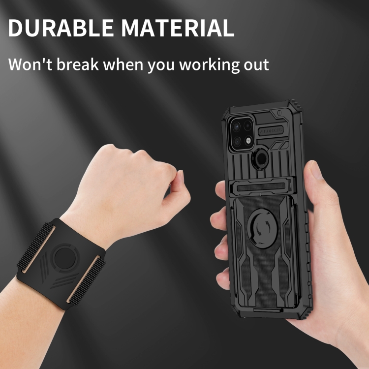 For OPPO A15 Armor Wristband Phone Case(Black) - 5
