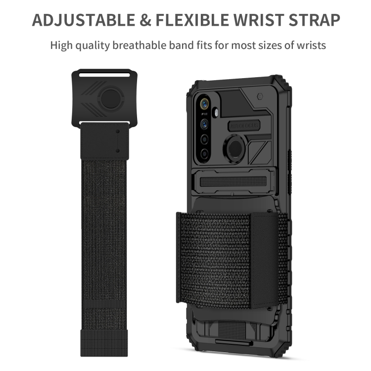 For OPPO Realme 5 / 5i / C3 Armor Wristband Phone Case(Black) - 2