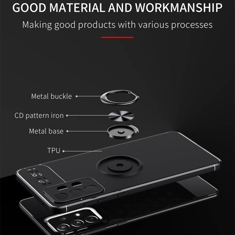 For Samsung Galaxy A73 5G Metal Ring Holder TPU Phone Case(Black) - 2