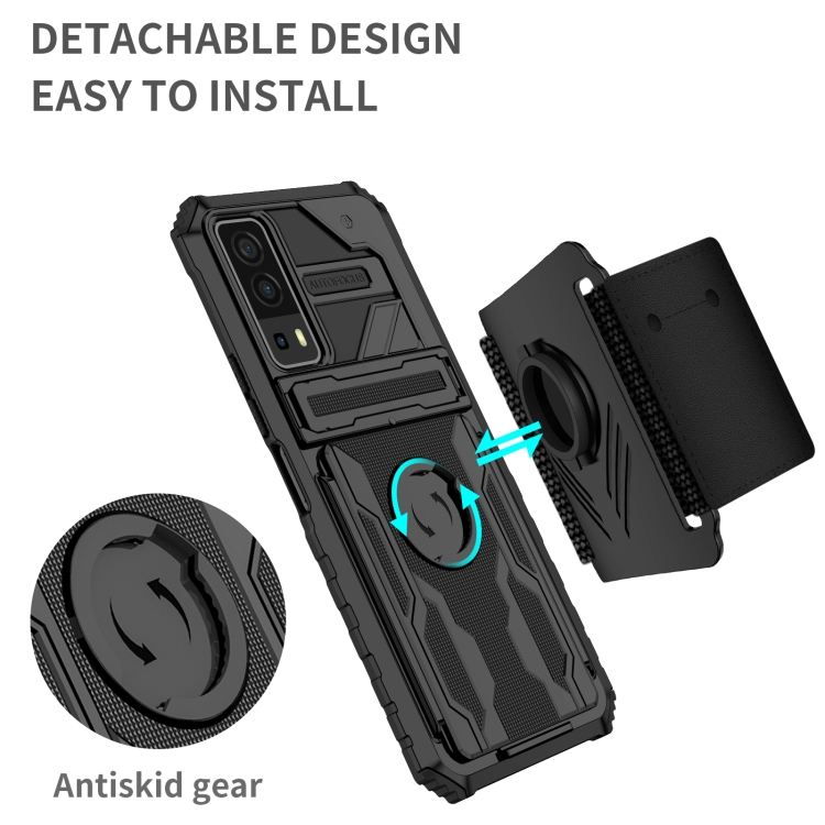 For vivo Y72 5G / Y53s Armor Wristband Phone Case(Black) - 1