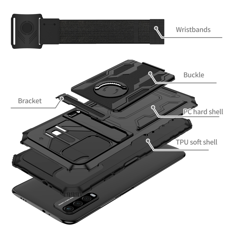 For Xiaomi Poco M3 / Redmi Note 9 4G Armor Wristband Phone Case(Black) - 3