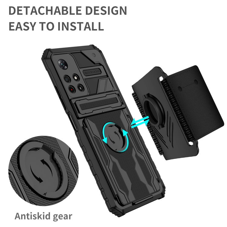 For Xiaomi Redmi Note 11 5G / Poco M4 Pro 5G Armor Wristband Phone Case(Black) - 1