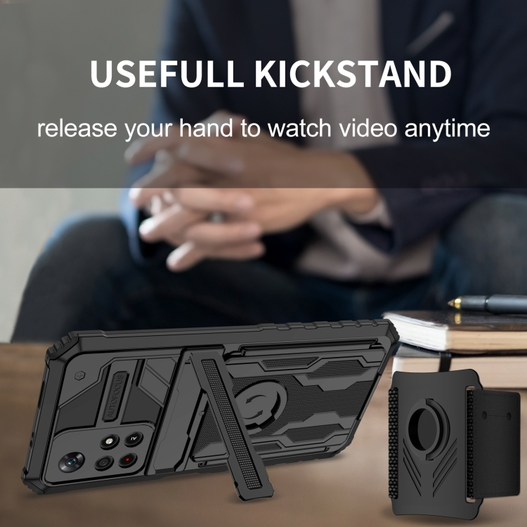 For Xiaomi Redmi Note 11 5G / Poco M4 Pro 5G Armor Wristband Phone Case(Black) - 4
