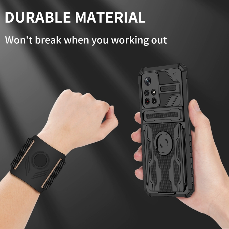 For Xiaomi Redmi Note 11 5G / Poco M4 Pro 5G Armor Wristband Phone Case(Black) - 5