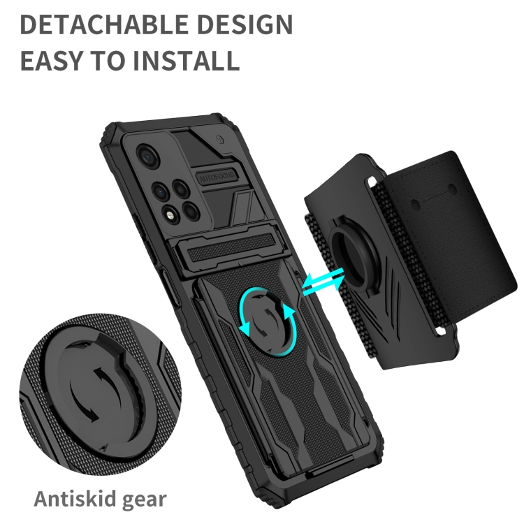 For Xiaomi Redmi Note 11 Pro Armor Wristband Phone Case(Black) - 1