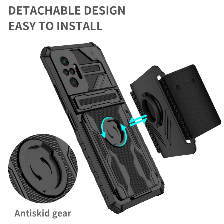 For Xiaomi Redmi Note 10 Pro Armor Wristband Phone Case(Black) - 1