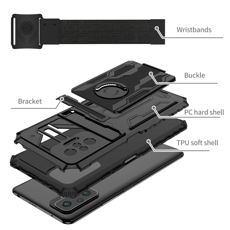 For Xiaomi Redmi Note 10 Pro Armor Wristband Phone Case(Black) - 3