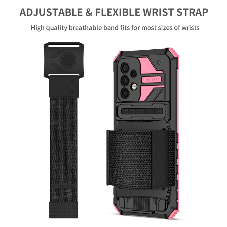 For Samsung Galaxy A52 5G Armor Wristband Phone Case(Pink) - 2