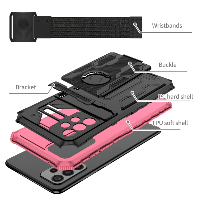 For Samsung Galaxy A52 5G Armor Wristband Phone Case(Pink) - 3