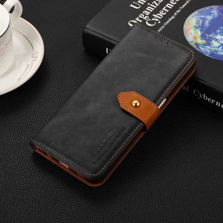 For OPPO Reno7 5G KHAZNEH Dual-color Cowhide Texture Horizontal Flip Leather Phone Case(Black) - 6