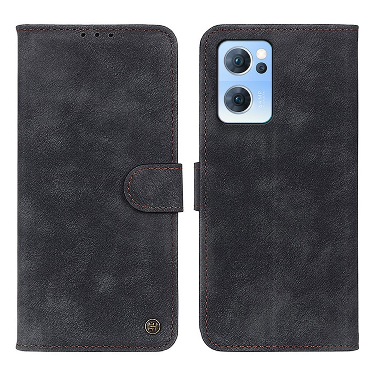 For OPPO Reno7 5G Antelope Texture Magnetic Buckle Leather Phone Case(Black) - 1