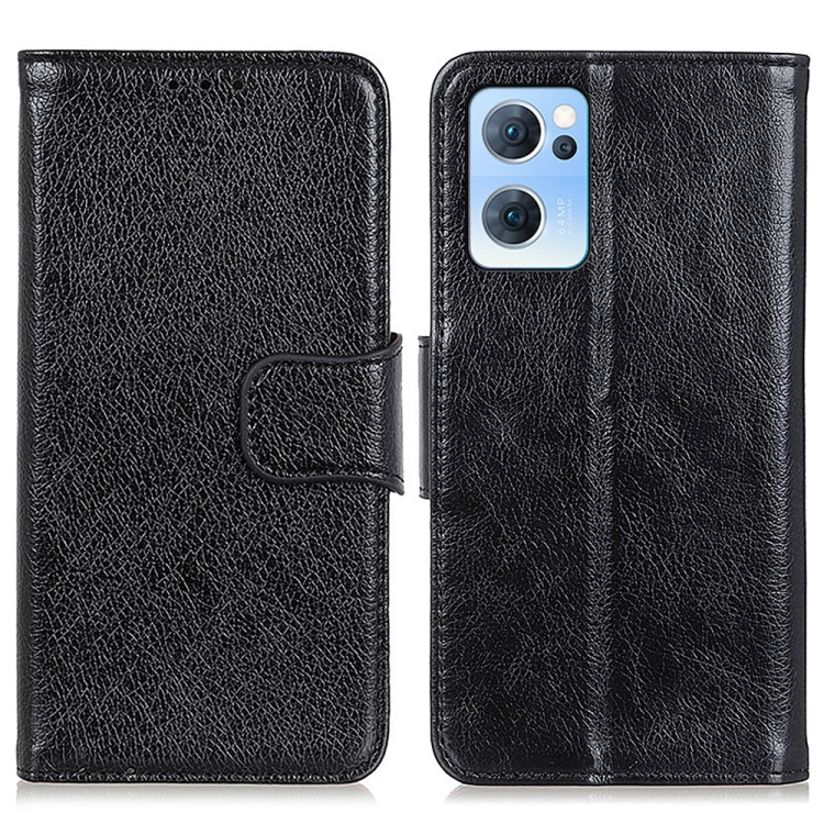 For OPPO Reno7 5G Nappa Texture Horizontal Flip Leather Phone Case(Black) - 1