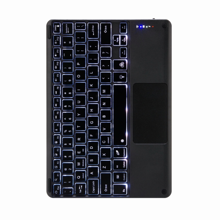 H-097CS Touch Backlight Bluetooth Keyboard Leather Case with Rear Three-fold Holder For iPad 9.7 2018 & 2017(Black) - 2