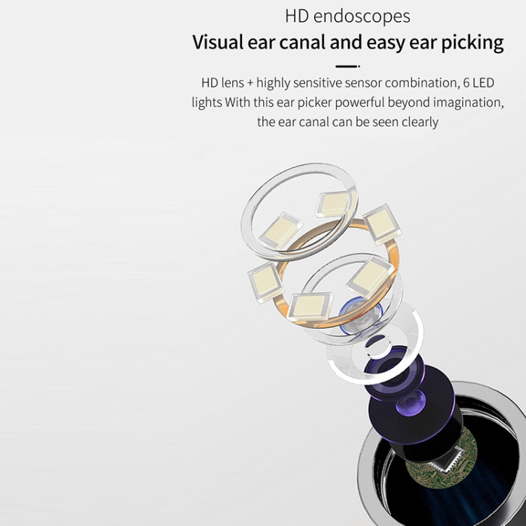 T6 Portable Wireless Smart Visual Earpick Earwax Removal Tool(White) - B4