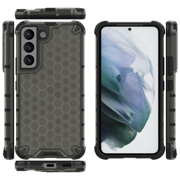 For Samsung Galaxy S22 5G Lanyard Honeycomb PC + TPU Case(Black) - 3