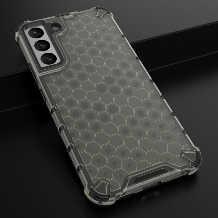 For Samsung Galaxy S22+ 5G Lanyard Honeycomb PC + TPU Case(Black) - 1