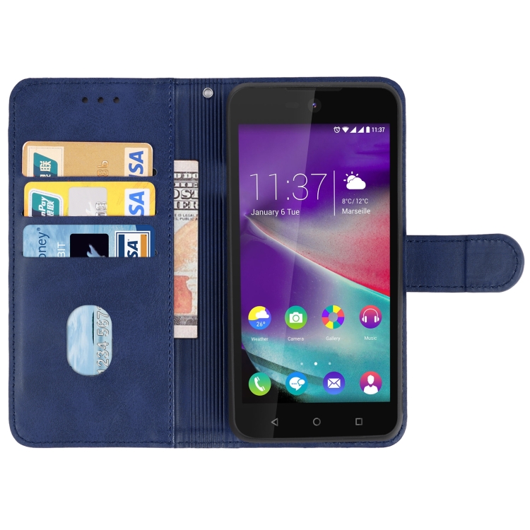 Leather Phone Case For Wiko Rainbow Lite(Blue) - 2