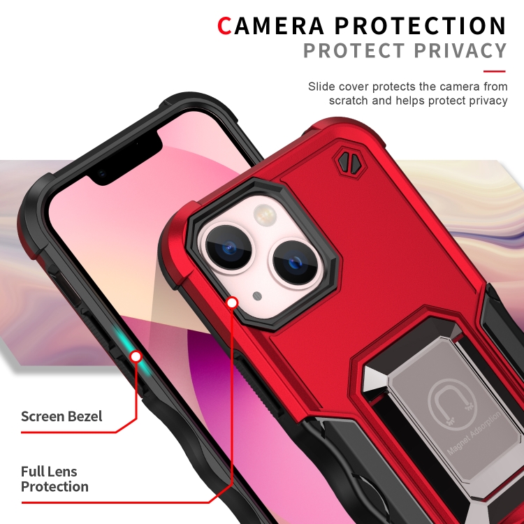 Ring Holder Non-slip Armor Phone Case For iPhone 13 mini(Red) - 3