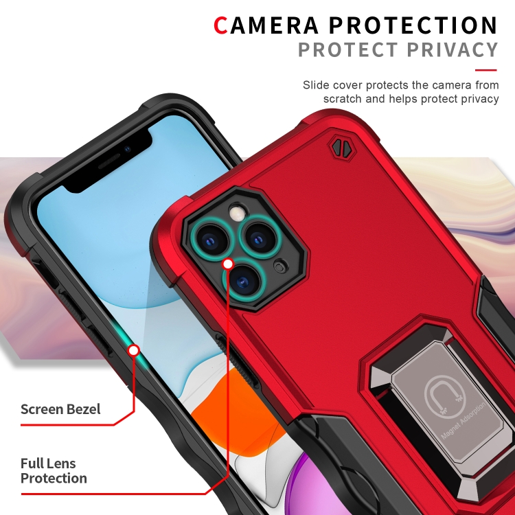 Ring Holder Non-slip Armor Phone Case For iPhone 12 Pro(Red) - 3