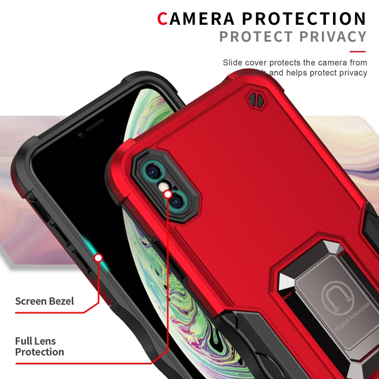 Ring Holder Non-slip Armor Phone Case For iPhone X / XS(Red) - 3