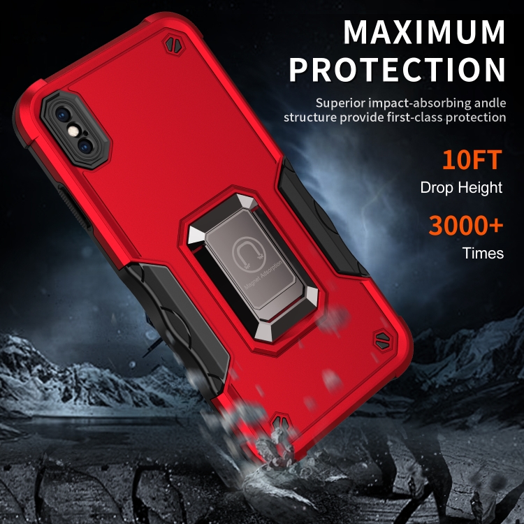 Ring Holder Non-slip Armor Phone Case For iPhone X / XS(Red) - 6