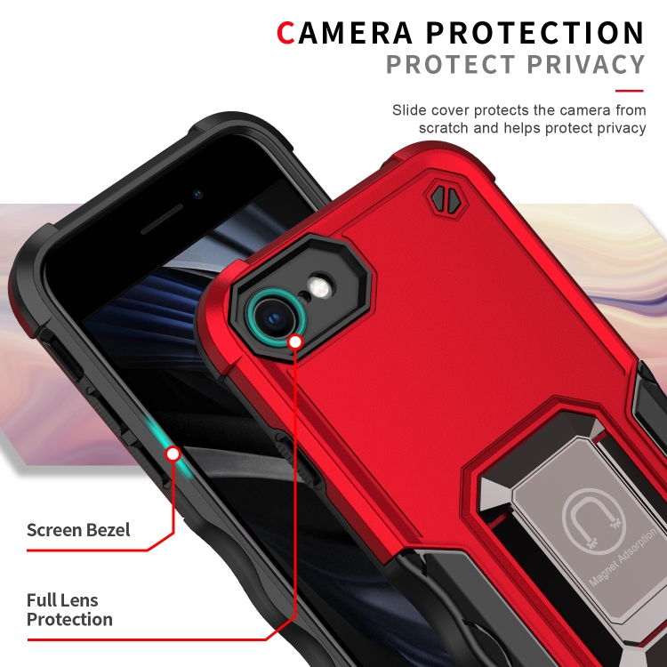 Ring Holder Non-slip Armor Phone Case For iPhone SE 2020 / 8 / 7(Red) - 4