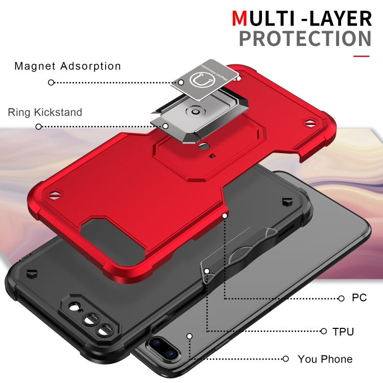 Ring Holder Non-slip Armor Phone Case For iPhone 8 Plus / 7 Plus(Red) - 2