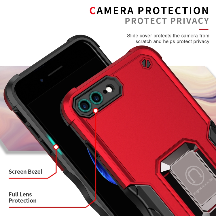 Ring Holder Non-slip Armor Phone Case For iPhone 8 Plus / 7 Plus(Red) - 3