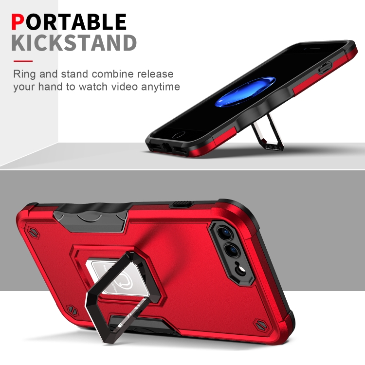 Ring Holder Non-slip Armor Phone Case For iPhone 8 Plus / 7 Plus(Red) - 4