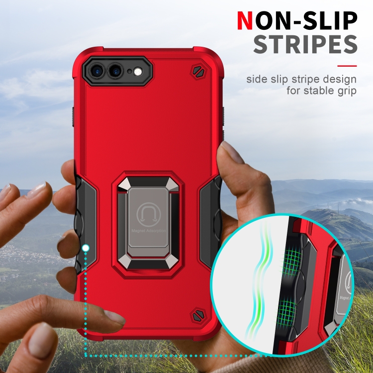 Ring Holder Non-slip Armor Phone Case For iPhone 8 Plus / 7 Plus(Red) - 5
