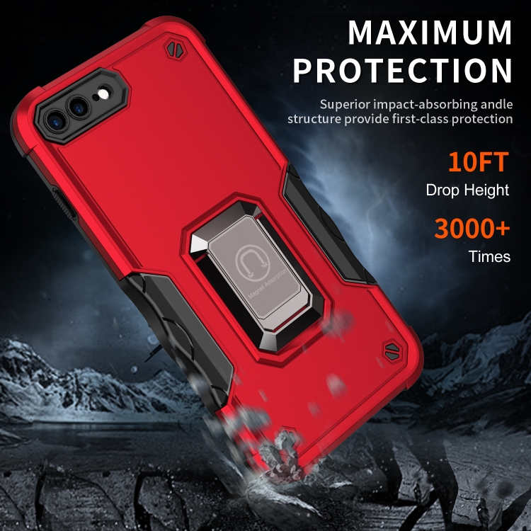 Ring Holder Non-slip Armor Phone Case For iPhone 8 Plus / 7 Plus(Red) - 6