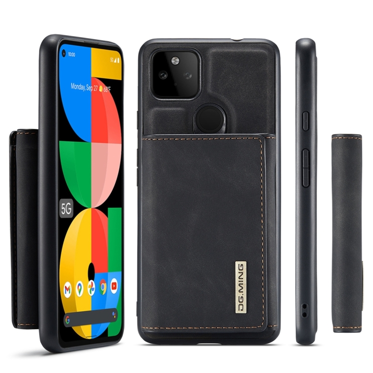 For Google Pixel 5a 5G DG.MING M1 Series 3-Fold Multi Card Wallet + Magnetic Back Cover Case(Black) - 1
