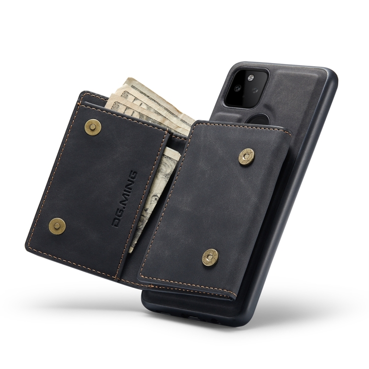 For Google Pixel 5a 5G DG.MING M1 Series 3-Fold Multi Card Wallet + Magnetic Back Cover Case(Black) - 5