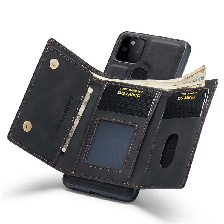 For Google Pixel 5a 5G DG.MING M1 Series 3-Fold Multi Card Wallet + Magnetic Back Cover Case(Black) - 6