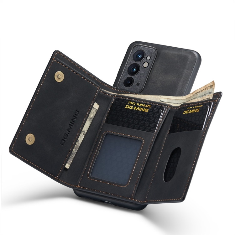 For OnePlus 9RT 5G DG.MING M1 Series 3-Fold Multi Card Wallet + Magnetic Back Cover Case(Black) - 6
