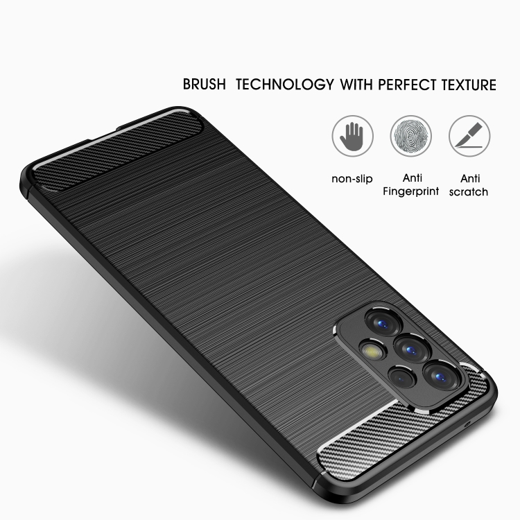 For Samsung Galaxy A73 5G Brushed Texture Carbon Fiber TPU Phone Case(Blue) - B2