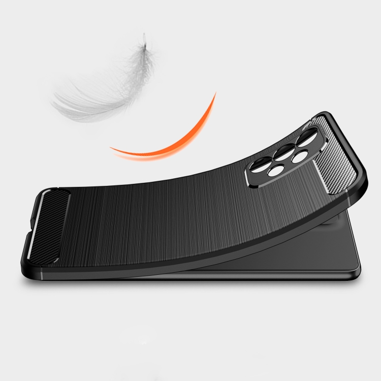 For Samsung Galaxy A73 5G Brushed Texture Carbon Fiber TPU Phone Case(Blue) - B4