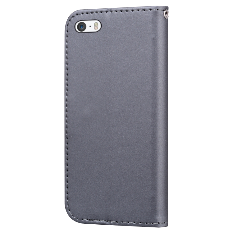 Sunsky For Iphone 5s Cartoon Animal Horizontal Flip Leather Case With Holder Card Slots Wallet Grey Dog